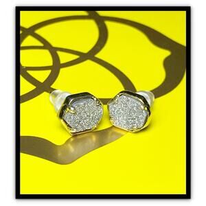Kendra Scott Taylor Earrings Studs Gold Tone Black Platinum Drusy